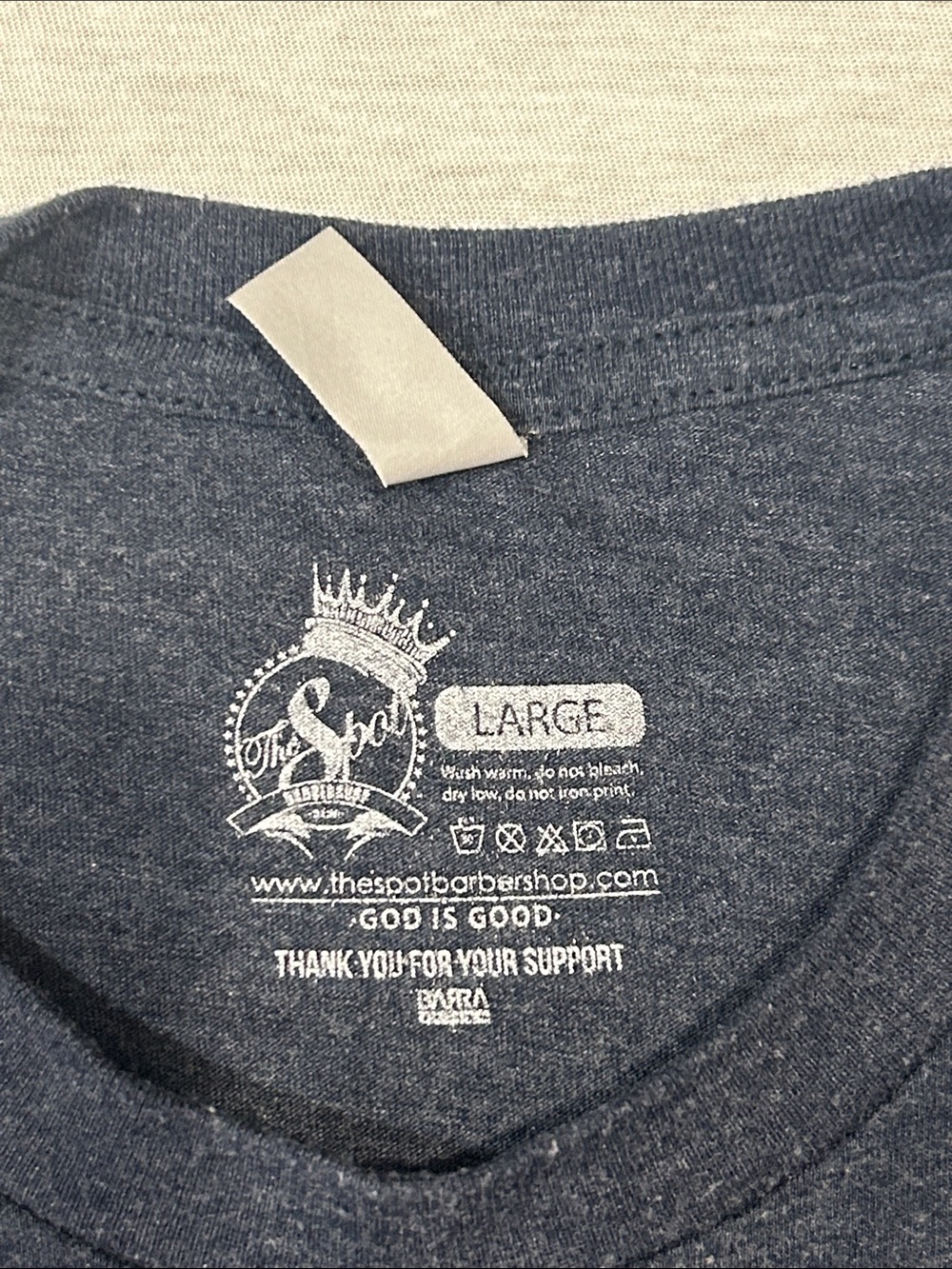 The Spot GOD is GOOD Graphic Tee - Navy with Hot Pink Text Sz L - Picture 2 of 6